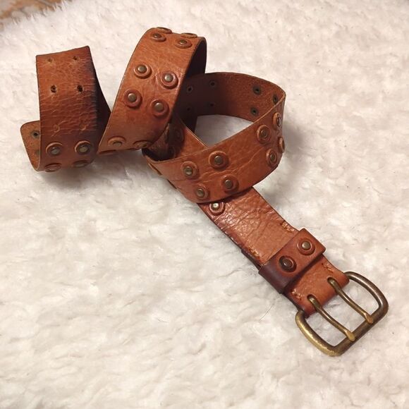 Men's vintage cowhide double prong belt. - Picture 1 of 6